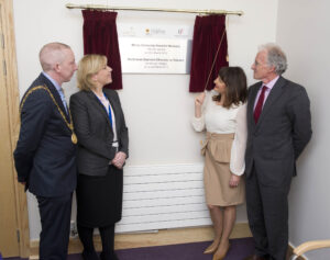 Lord Mayor of Cork John Buttimer ,Sandra Daly CEO  Mercy University Hospital  , RTE's Maura Derrane and Micheal O’Reilly Chairman of The Irish Hospice Foundation  Pictured at the opening of the redesigned and refurbished mortuary.