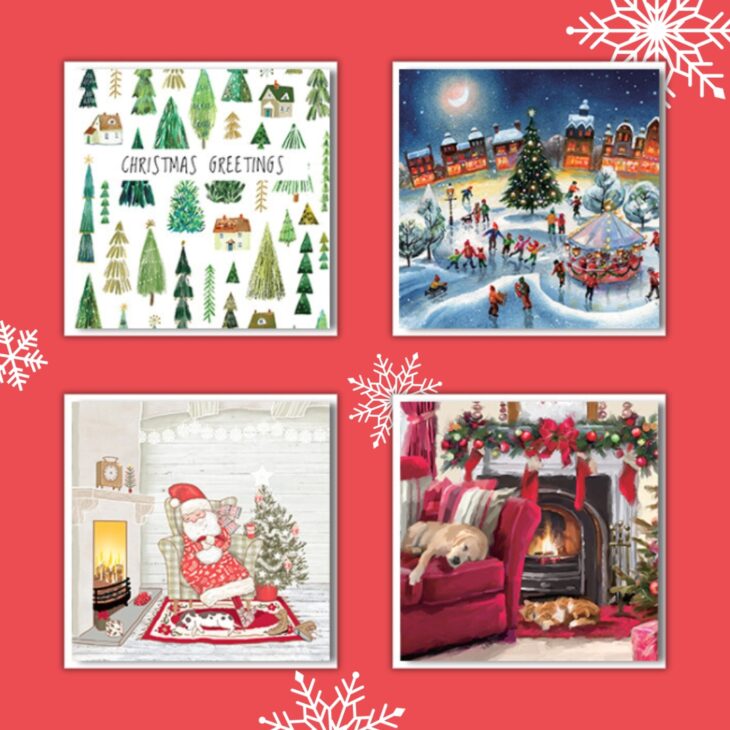 An image with a selection of different Christmas cards that can be purchased in support of Irish Hospice Foundation.