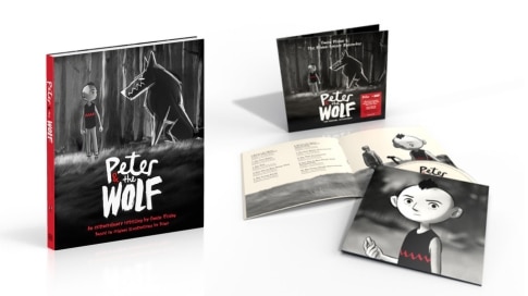 Photos of the Peter and the Wolf book and record of the original Peter and the Wolf Soundtrack by Gavin Friday and Maurice Seezer.